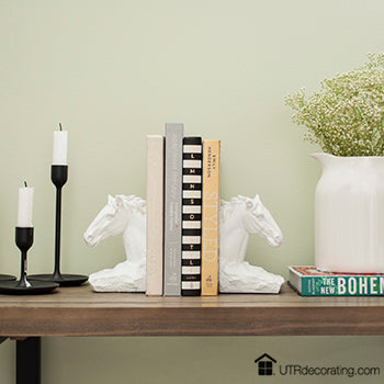 Bookend makeover: from boring bronze to crisp white